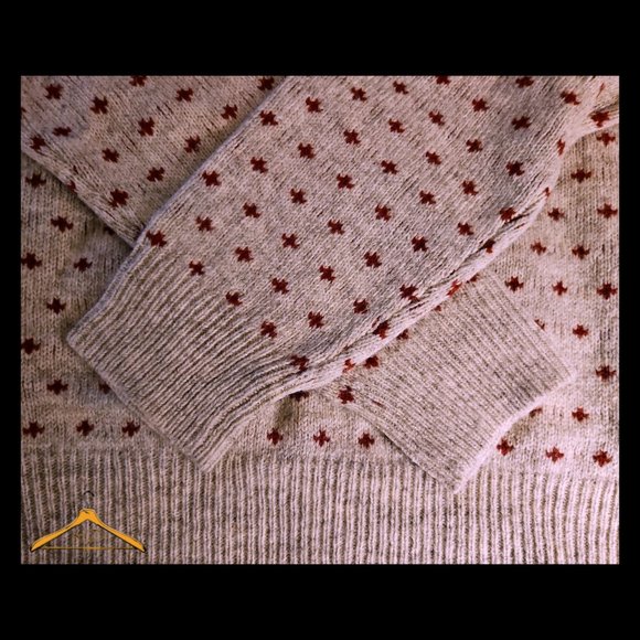 Red Fleece Brooks Brothers Sweater - XXL, Fair Isle, Wool, Oatmeal/Burgundy, EUC - Picture 5 of 6